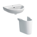 Umywalka kompaktowa Selnova B45 cm, H17 cm, T37 cm, z przelewem, z otworem na baterię Półpostument Selnova B27.5 cm, H32.5 cm, T28.5 cm
